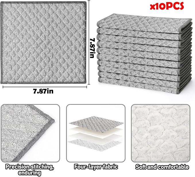 XANGNIER 10 PCS Multipurpose Wire Dishwashing Rags, 2025 New Upgrade Non - Image 8