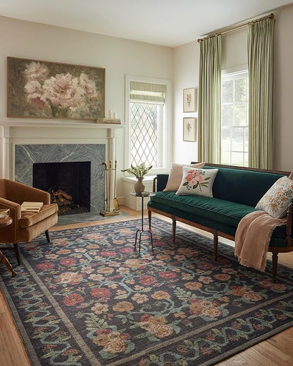 Loloi Rifle Paper Co. Rosa Collection RSA-01 Black 2'-3" x 3'-9" Accent Rug