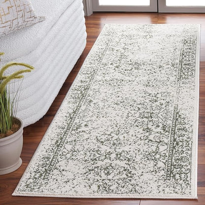 SAFAVIEH Adirondack Collection Runner Rug - 2'6" x 8', Ivory & Dark Green, Distressed Design, Non-Shedding & Easy to Clean, Ideal for Hallway, Foyer, Entryway, Bedroom (ADR109X)