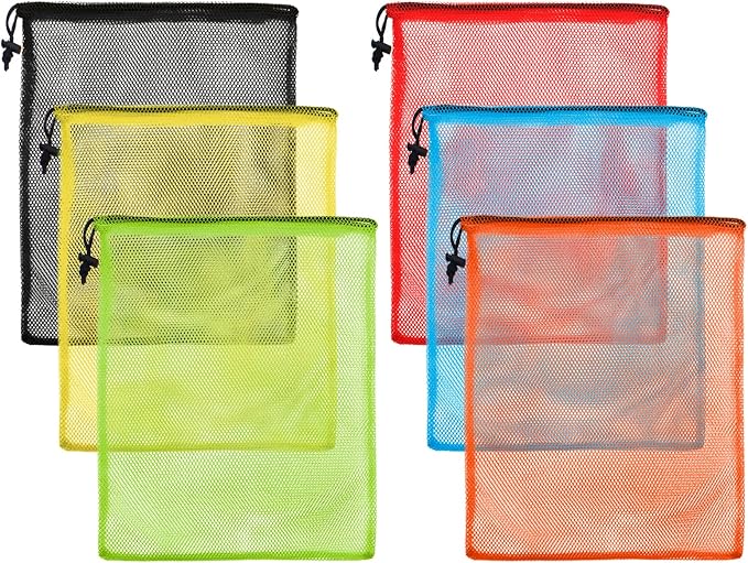 iMucci 13"X15.5" 6Pcs Mesh Laundry Drawstring Bag Nylon Drawstring Gym Bag by DancingaColorfulLifeinSpiritualWorld