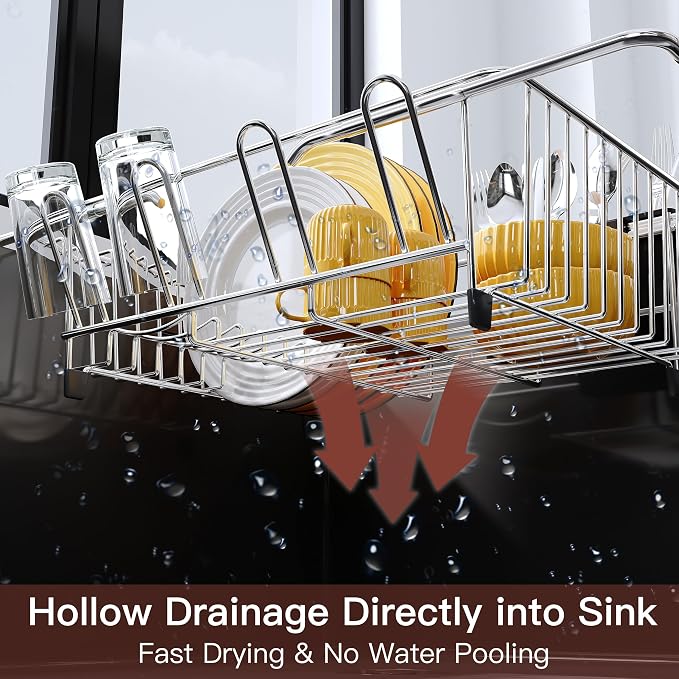 Over the Sink Expandable Dish Drainer Drying Rack In Stainless Steel - Image 3