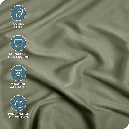 Bare Home 2-Pack Fitted Bottom Sheets Split King - Premium 1800 Ultra-Soft Wrinkle Resistant Microfiber - Deep Pocket - 4 Twin XL Fitted Sheets (Split King, Sage)