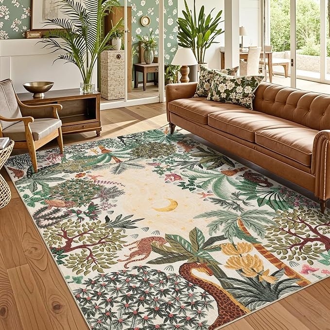 GarveeHome 5x7 Jungle Area Rug Washable Rugs by GarveeHome