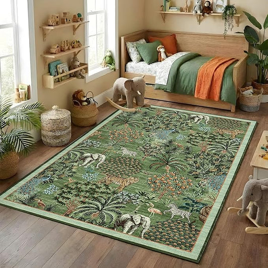 GarveeHome Jungle Animal Print Rug 3x5 Washable Area Rugs - Image 2