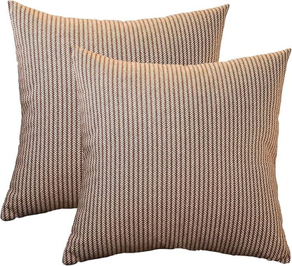Throw Pillow Covers Square Pillow Cases for Farmhouse Cushion Case and Home Sofa Couch Decor Pack of 2,18x18 Inch Senior Brown Striped