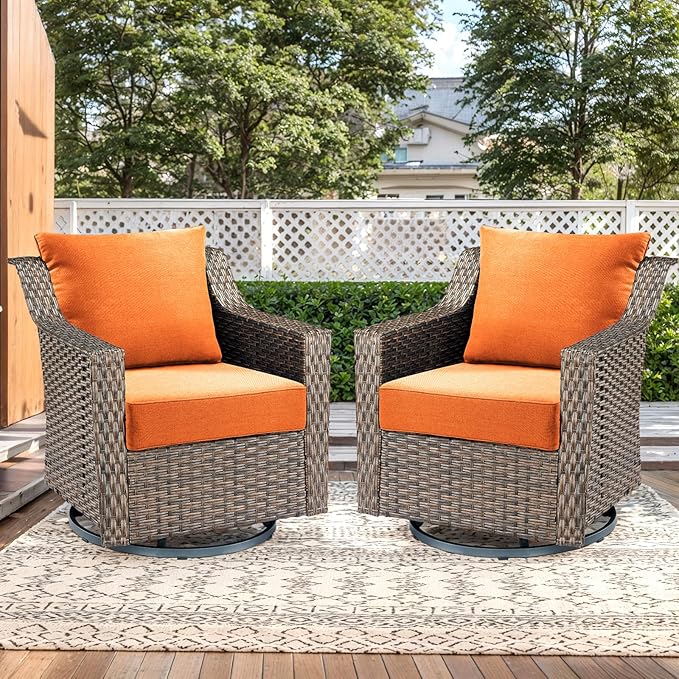 Luxury Outdoor Seat Cushion Set-24 x 24 x 6 Inch Outdoor Chair Cushions Set of 2 with Water Resistant & Removable Cover Outdoor Cushions for Patio Furniture Chair Sofa Couch