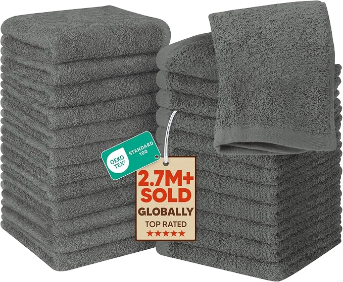 Utopia Towels 24 Pack Cotton Washcloths Set, 100% Ring Spun Cotton, Highly by UTOPIATOWELS