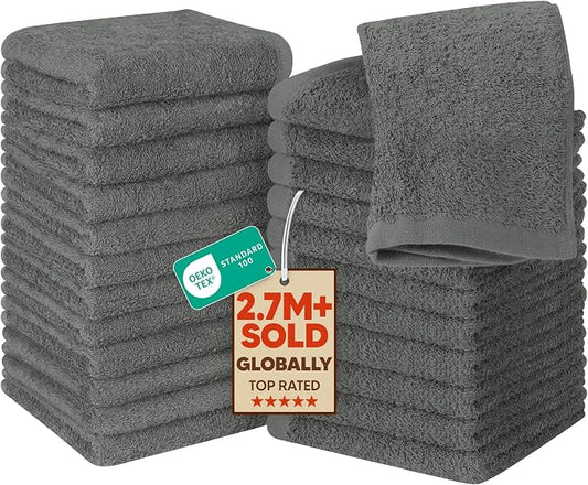 Utopia Towels 24 Pack Cotton Washcloths Set, 100% Ring Spun Cotton, Highly by UTOPIATOWELS