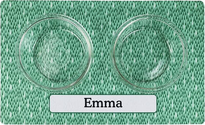 Drymate Personalized Pet Bowl Placemat, Custom Dog & Cat Food Feeding Mat - Absorbent Fabric, Waterproof Backing - Machine Washable/Durable (USA Made) (12" x 20") (Drizzle Green)