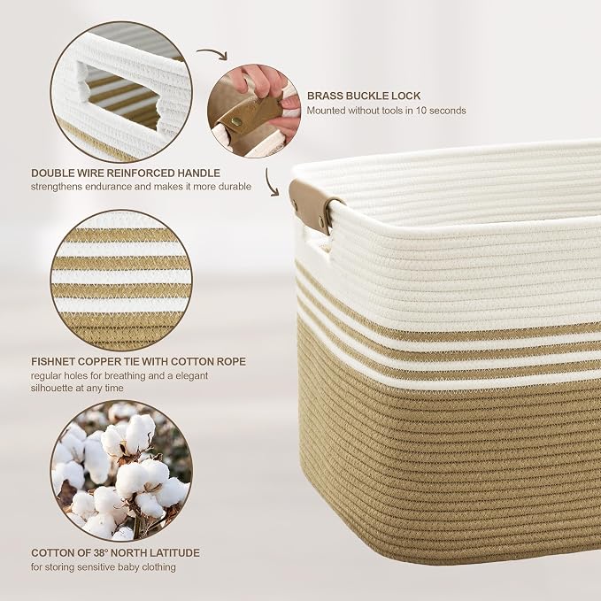72L Large Laundry Basket with Leather Handles - Image 5