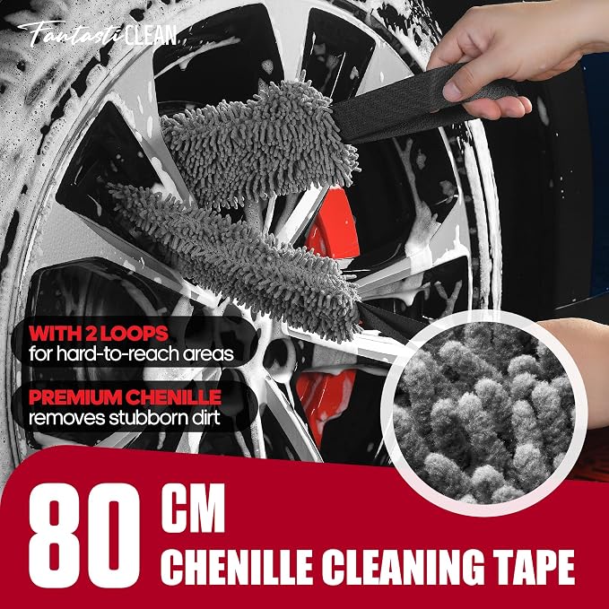 Fantasticlean 7PCS Car Wheel Brush Kit, Tire Brush, Soft-bristled Rim Brush - Image 4