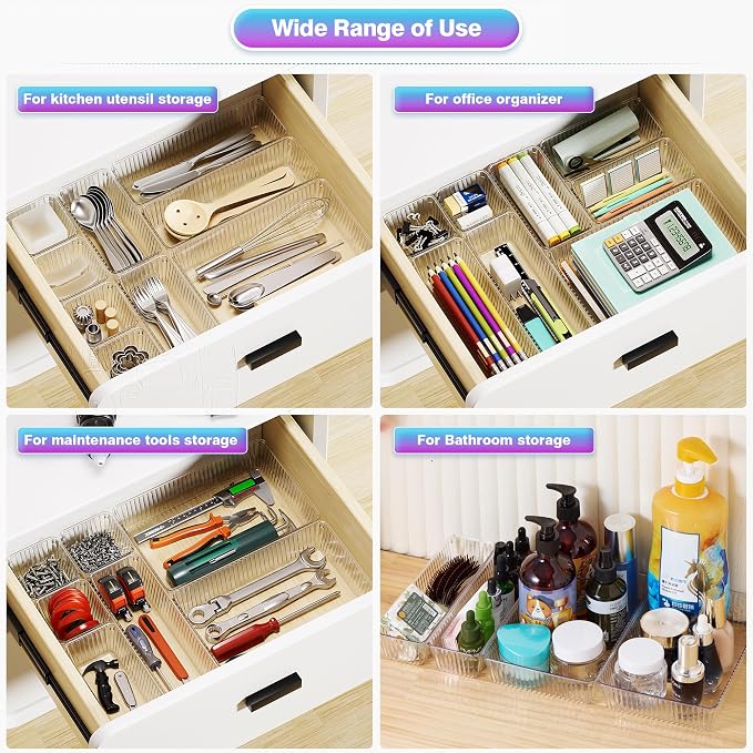 47 PCS Clear Plastic Drawer Organizer Set - Image 7