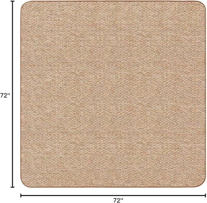 House, Home and More Skid-Resistant Carpet Indoor Area Rug Floor Mat - Praline Brown - 6 Ft X 6 Ft - Non Slip Rubber Backing, Stain Resistant, Dog Friendly, Living Room Bedroom Kitchen Entryway
