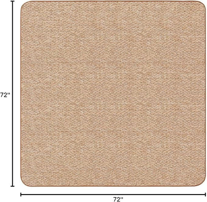 House, Home and More Skid-Resistant Carpet Indoor Area Rug Floor Mat - Praline Brown - 6 Ft X 6 Ft - Non Slip Rubber Backing, Stain Resistant, Dog Friendly, Living Room Bedroom Kitchen Entryway