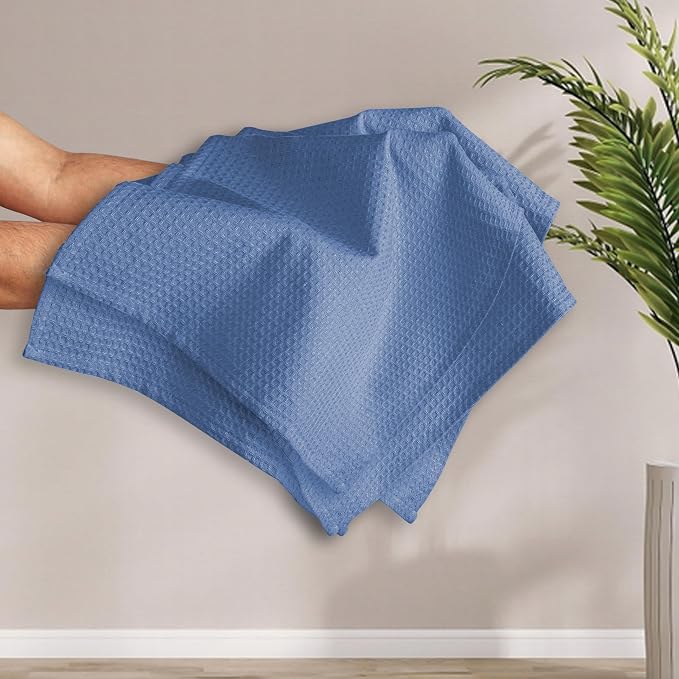 Sky Blue Waffle Kitchen Towels, 16x26 Inches, 100% Cotton, Quick Drying - Image 6
