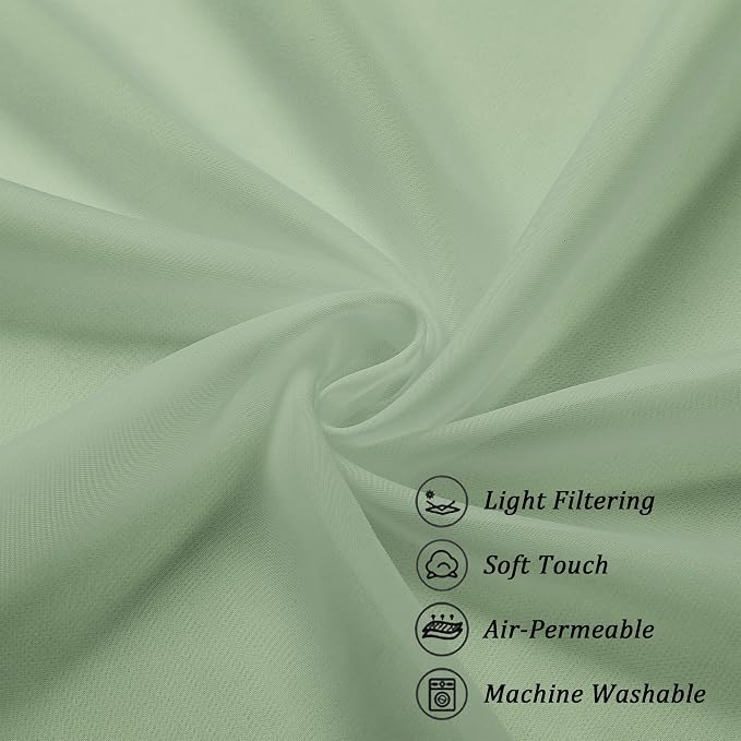Chyhomenyc Sage Green Sheer Curtains 72 Inch Length 2 Panels, Light Filtering - Image 7