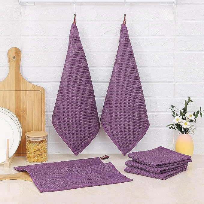 Kitinjoy 100% Cotton Kitchen Dish Cloths, 12 Pack Waffle Weave Ultra Soft - Image 6