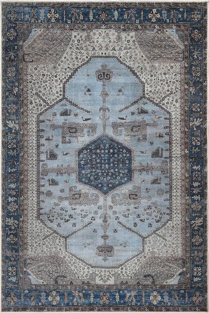Keen Home Design 3x5 Rug - Machine Washable Entry Rug with Non-Slip Backing, Ideal for Enteryway, Kitchen, Bathroom, Laundry Room - Vintage, Easy Clean, Durable, Low Pile Rug - (3' x 5')