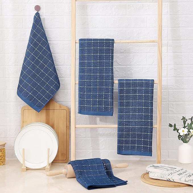 Homaxy 100% Cotton Terry Kitchen Towels, Checkered Designed, Soft and Super - Image 8