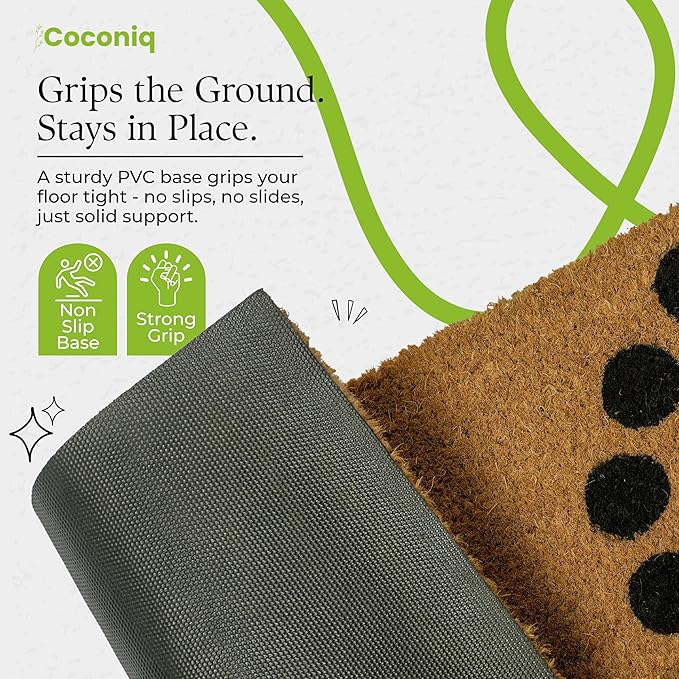 Coir Door Mats 17" X 30", Non-Slip Sturdy, PVC Backed Heavy Duty, Easy to Clean, Ideal for Door Entrance, Patio, Porch, Backyard, Garages, The Geo Circles