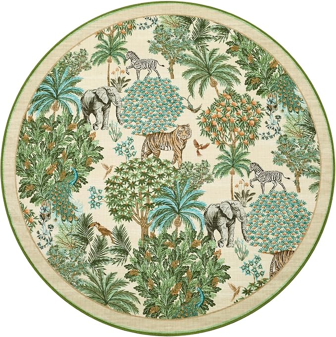 GarveeHome Jungle Round Washable Rugs 6ft Non-Slip Soft Round Rug - Image 4