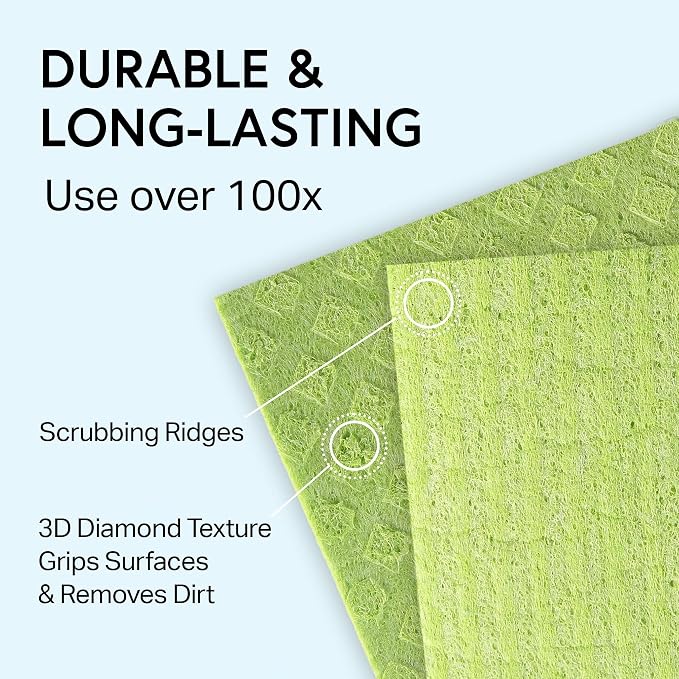 Swedish Wholesale Dishcloths Reusable 8" x 7" Sponge Cloths, Bulk 10 Pack of - Image 3