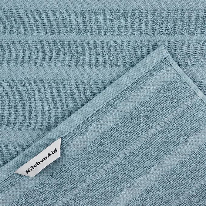 KitchenAid Albany Kitchen Towel 4-Pack Set, Fog Blue/White - Image 4