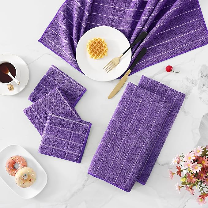 Homaxy Microfiber Kitchen Towels and Dishcloths Set, 16 Pack Soft and Absorbent - Image 9