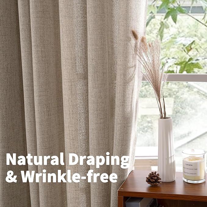 YoungsTex Dark Oatmeal Linen Semi Sheer Curtains 2 Panels - Image 5