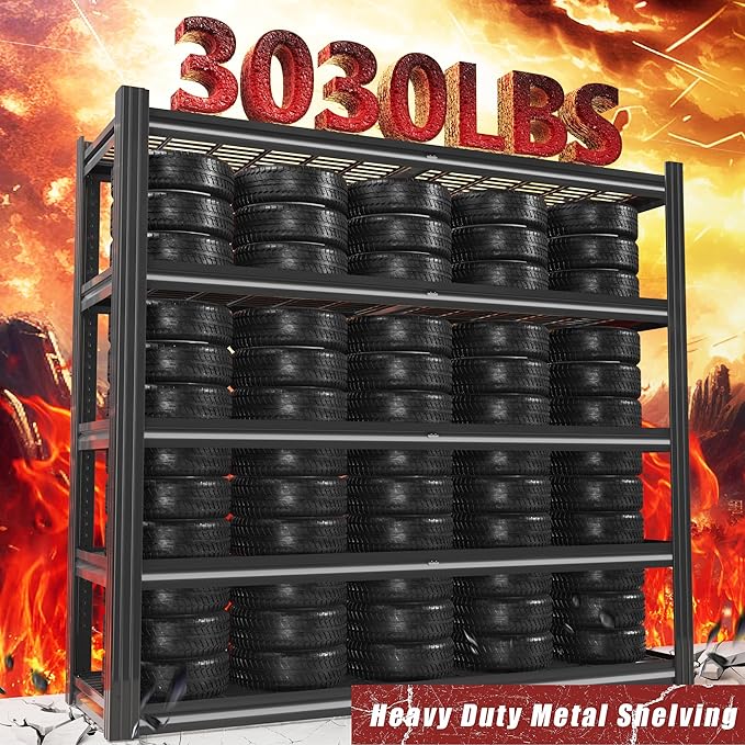 48" W Metal Garage Shelving 5 Tier Storage Shelves Heavy Duty 3030LBS - Image 4