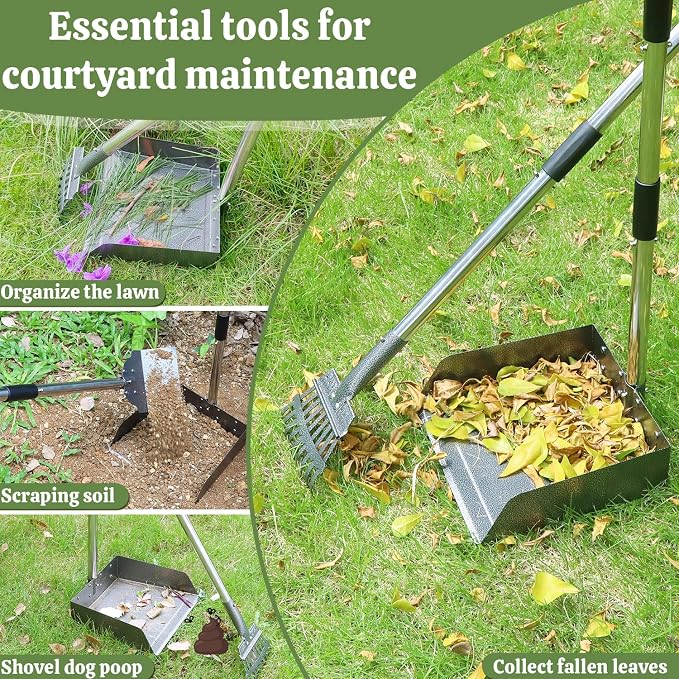 T2Y Pooper Scooper, Adjustable Stainless Steel Rake & Extra Large Tray - Image 5