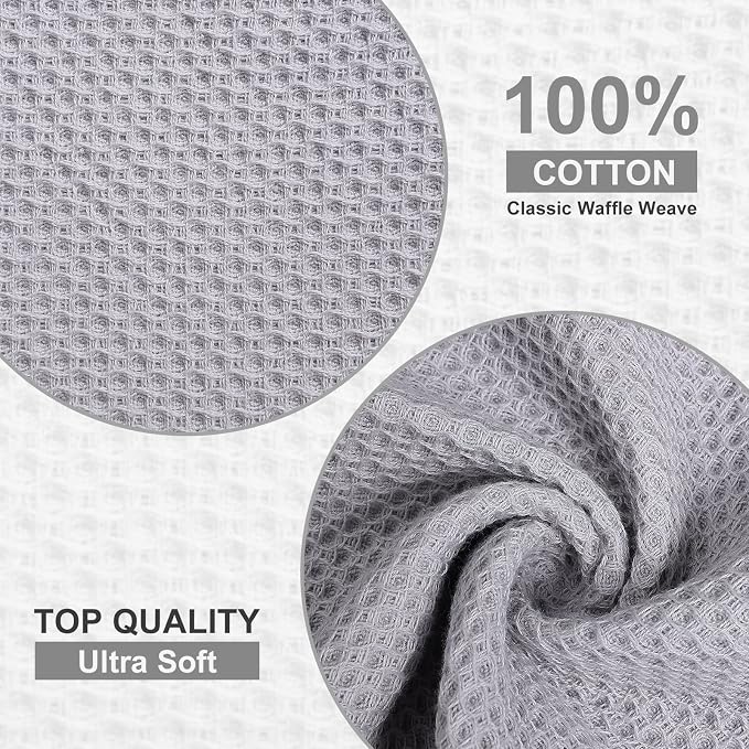 Kitinjoy 100% Cotton Kitchen Dish Cloths, 6 Pack Waffle Weave Ultra Soft - Image 2