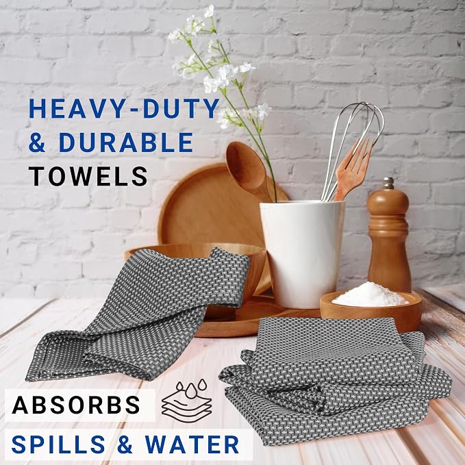 TWINY Threads Dotted Weave Kitchen Towels Set of 4, 18x28 Inch, Soft & - Image 2