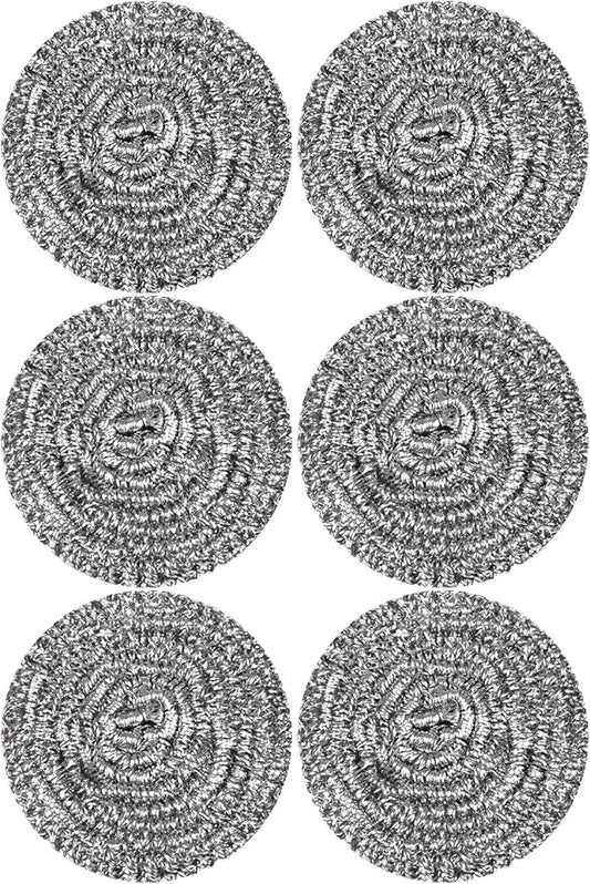 Carrie Joe Stainless Steel Scourer Heavy Duty Scrubber Pads Steel Wool Pack of 6 by Carrie+Joe
