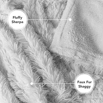 PetAmi Waterproof Dog Blanket for Medium Large Dogs, Calming Fleece Cat Blanket, Couch Protector Washable Sherpa Faux Fur Pet Throw for Puppy, Soft Reversible Leakproof 40x60 Light Gray