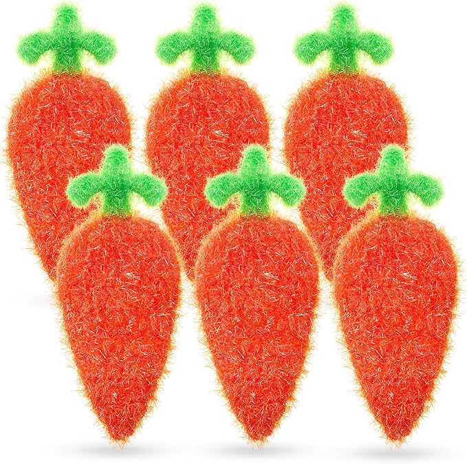 Breling 6 Pieces Carrot Shape Dish Sponge Dual Sided Non Scratch Dish Washing by Breling
