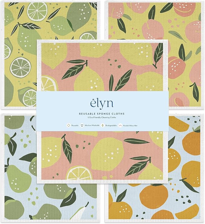 ELYN Swedish Dishcloths, Reusable & Washable Sponge Cloths, Absorbent Cleaning by ELYN