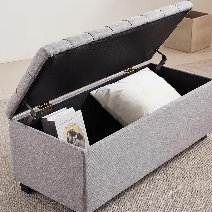 Ottoman with Storage 38 inches, Furniture End of Bed Storage Benches, Long - Image 8