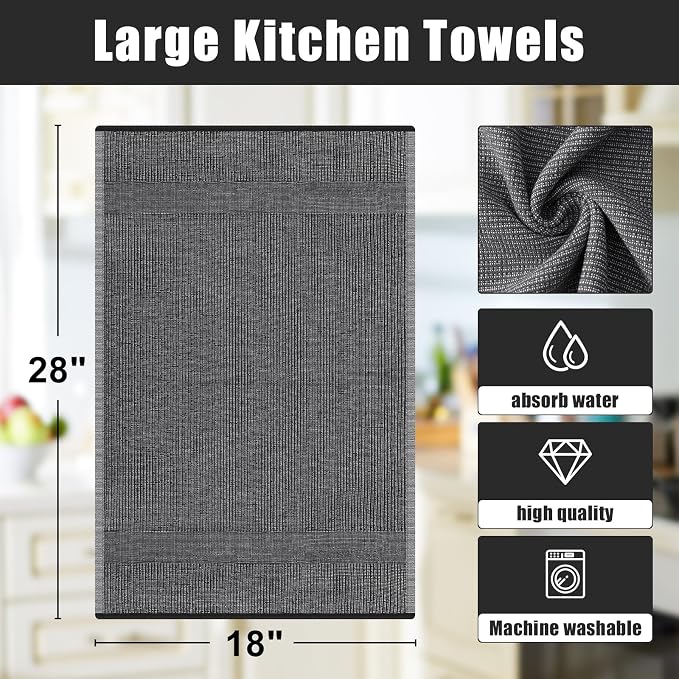 Homaxy Premium Kitchen Towels, Large Cotton Kitchen Hand Towels, Flat and Terry - Image 8
