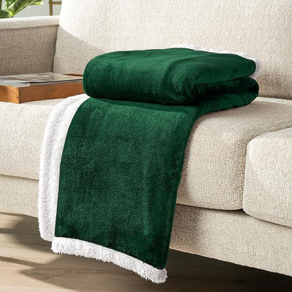 PAVILIA Sherpa Fleece Throw Blanket for Couch, Emerald Green, Plush Soft Fuzzy Sofa Blanket, Cozy Reversible Winter Throw for Women Men, 50x60 Inches