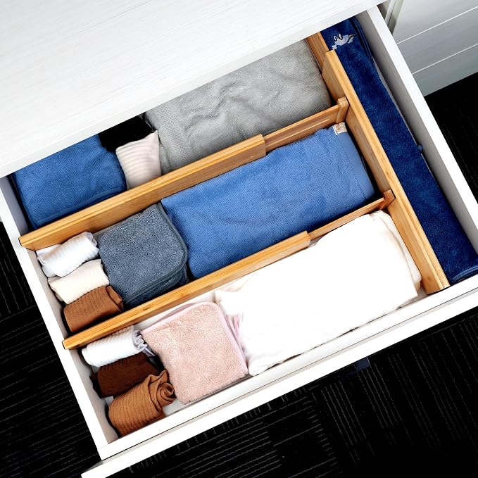 Utoplike Bamboo Drawer Dividers Large, Adjustable Kitchen Drawer Organizers - Image 4