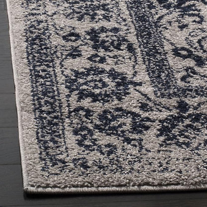 SAFAVIEH Area Rug 11x15 - Adirondack Collection - Large - Grey & Navy, Distressed Vintage Floral Design, Non-Shedding & Easy to Clean, Ideal for Living Room, Bedroom, Dining Space (ADR109P)
