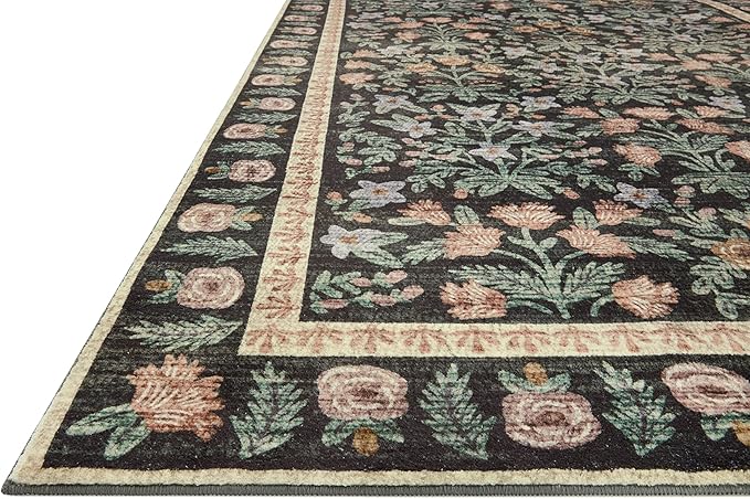 Loloi Rifle Paper Co. Eden Collection EDE-02 Mughal Garden Black 8'-6" x 11'-6" Area Rug feat. CloudPile™