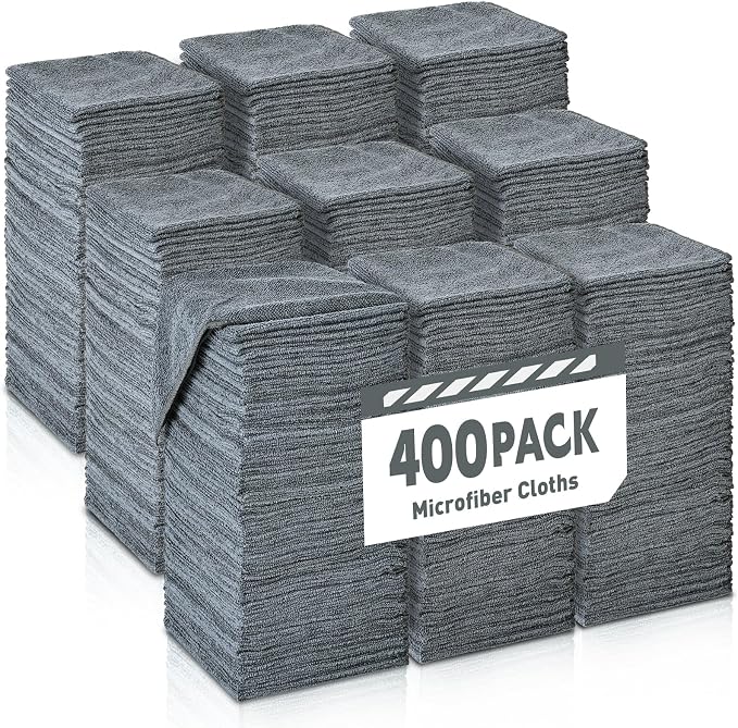 Gray Microfiber Cleaning Cloths Bulk Pack-400 Pack, Microfiber Towels Bulk by TEAWOO