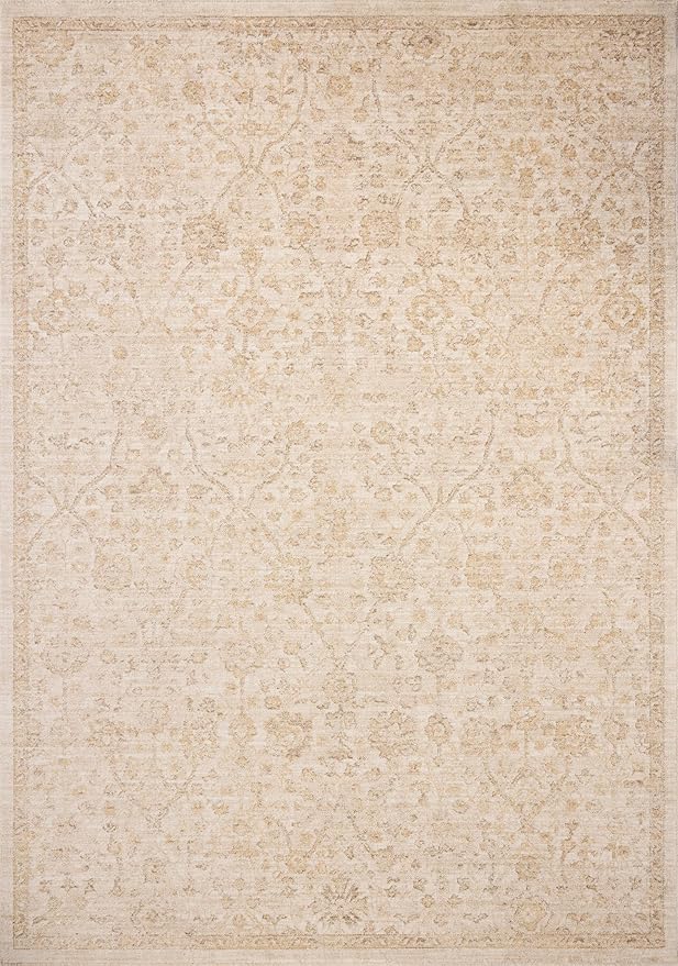 Loloi Chris Loves Julia Palma Collection PLM-01 Ivory/Sand 2'-7" x 10'-0" Fringe Runner Rug Vintage Style Boho Living Room Bedroom Carpet