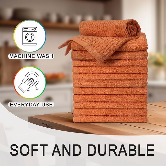 Textila Bar Mop Towels 16x19 Inch – Terra – Pack of 10, Cotton Dish Cloths & - Image 2
