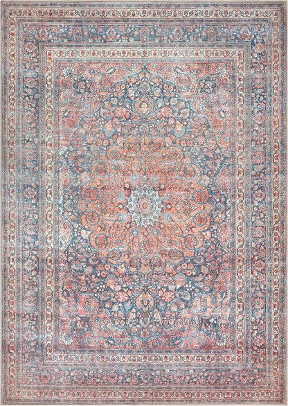 Bloom Rugs Washable Non-Slip 8' x 10' Rug - Multicolor Traditional Medallion Area Rug for Living Room, Bedroom, Dining Room, and Kitchen - Exact Size: 8' x 10'