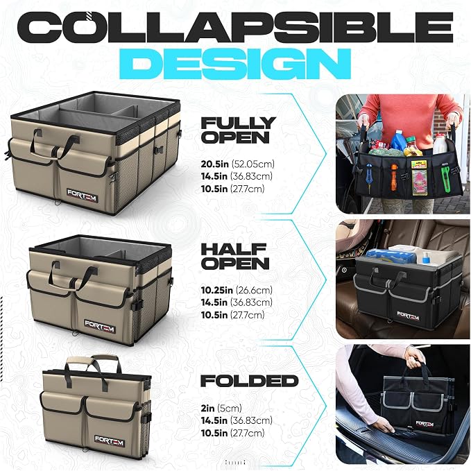 FORTEM Trunk Organizer For SUV Car Trunk Organizer, Foldable Storage, Car - Image 6