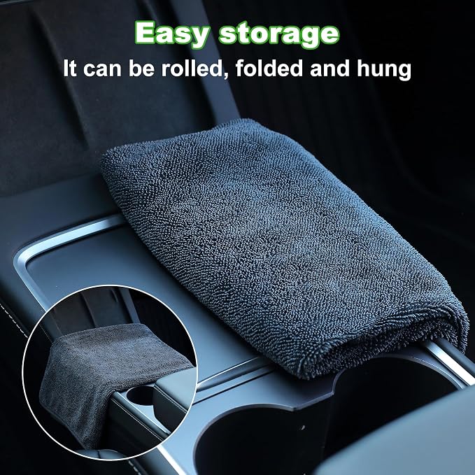 JOYMOOP Microfiber Towels for Cars, Dark Gray Reusable Car Towel, Quick Drying - Image 8