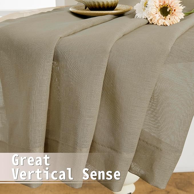 Tollpiz Sheer Door Curtain Closet Linen Textured Curtains Sheer Doorway Light - Image 6